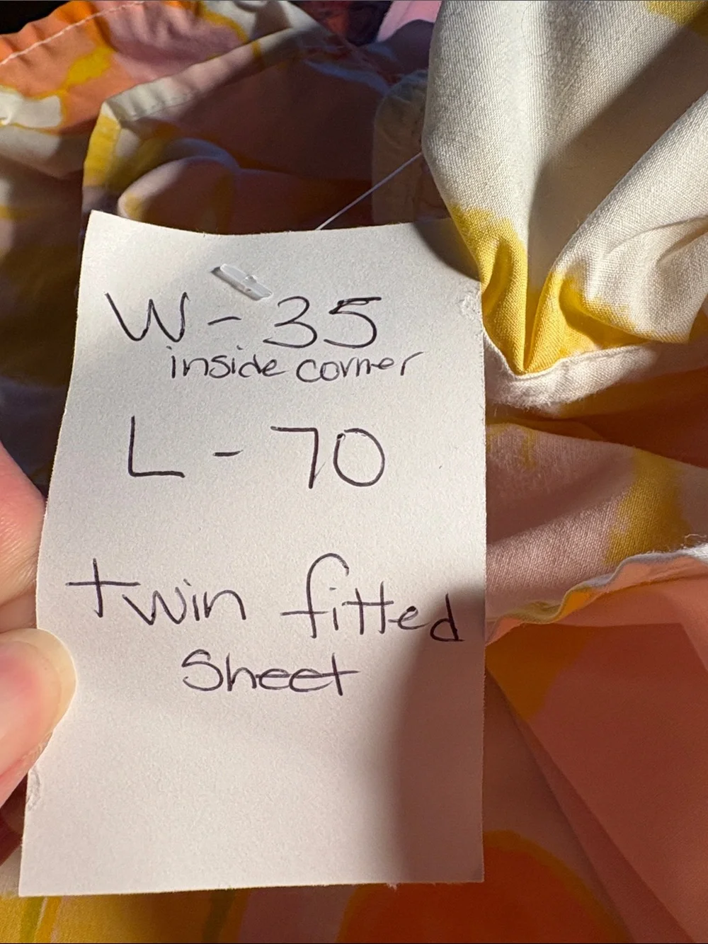 Vintage groovy Floral Pop Peach & Yellow Cotton twin fitted sheet. VV